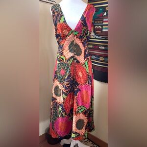 FARM Rio Black Vintage Garden Sleeveless Midi dress size S